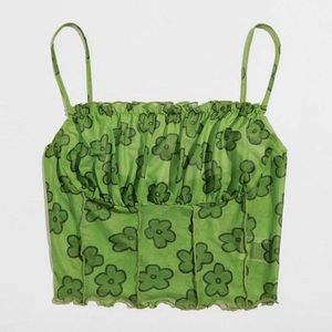 green floral tank top